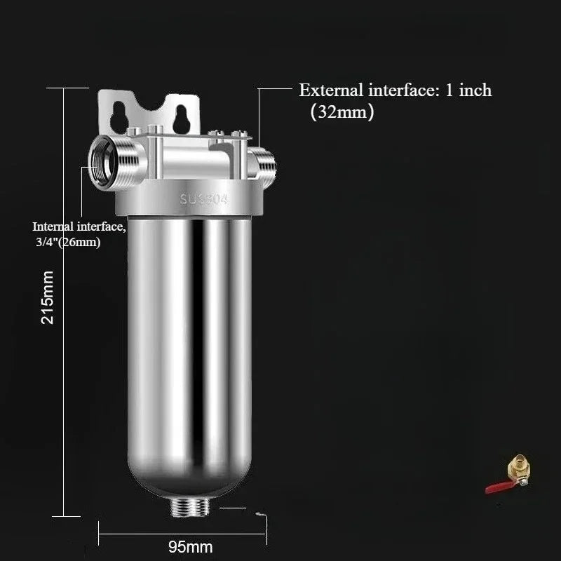 Whole House Well Water Filter for Household, 304 Stainless Steel Pre Filter with High Flow & Backwashing Function