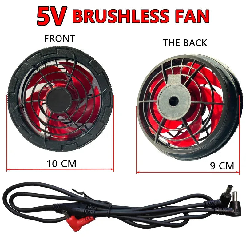 Men Outdoor Summer USB Electric Fan Cooling Jackets New generation 19 24V Air Conditioning Fan With Cable Air Conditioner Fan