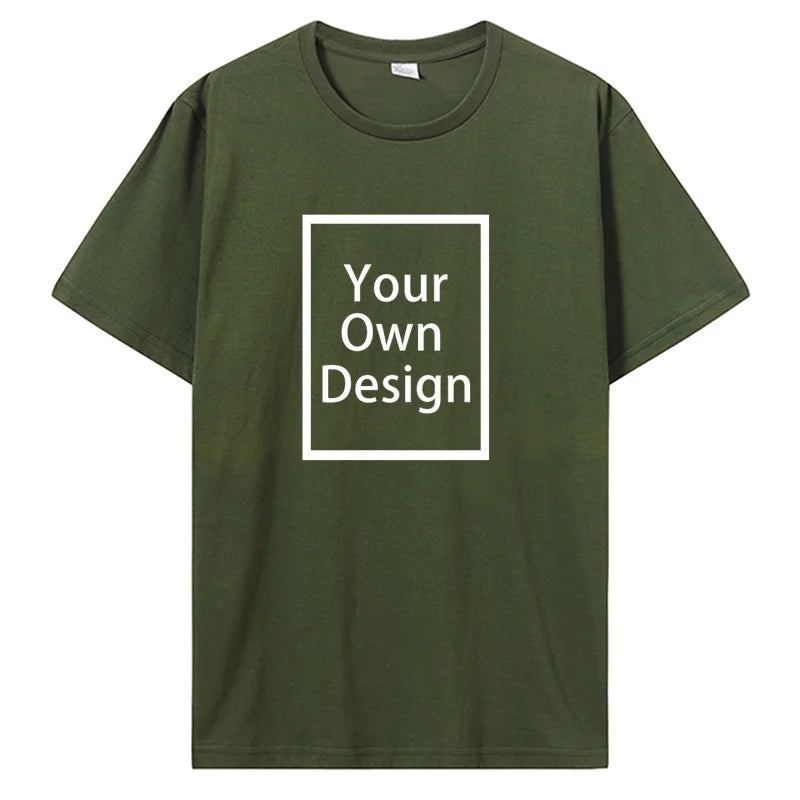 Custom Cotton Customized Print Short Sleeve T Shirt Summer Tops Tees DIY Your Like Photo Or Logo Cotton T-shirt Men Clothing