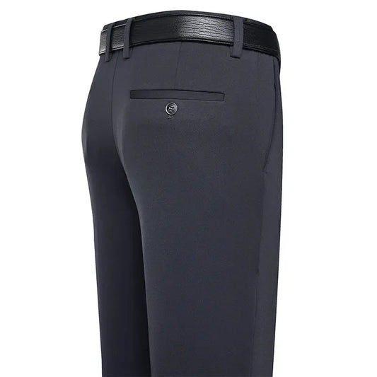 Suit Pants Men Business Casual Trousers Formal Dress Straight Pants Elastic Black Navy Blue Male Clothing by PDG ibma