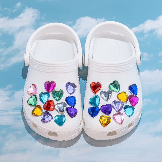 1PCS Bling Crystal PVC Shoe Charms Flower Heart Shaped Gem DIY Accessories Shoe Decorations Charms Transparent Diamond by PDG ibma