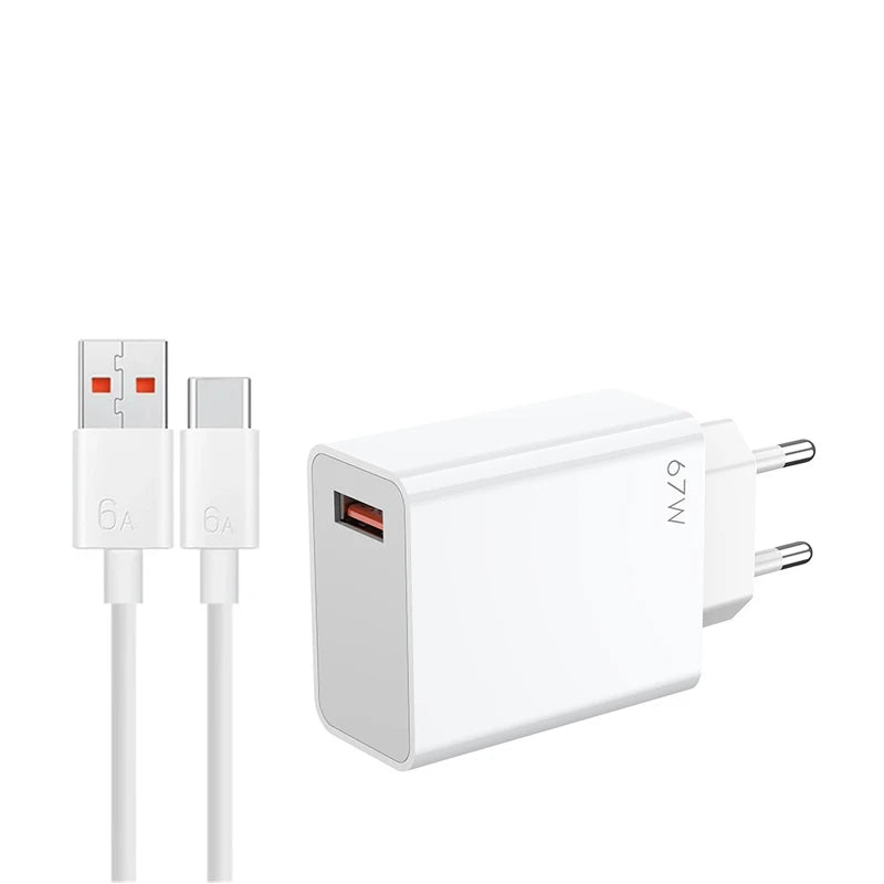 Xiaomi Charger 67W EU Original Fast Charge Power Adapter 6A Type C Cable For Xiaomi 12 11 POCO X5 X4 Pro Redmi Note 9 10 11 Pro