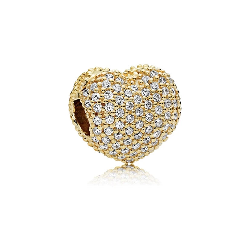 New Gold Plated Safety Chain、Hearts Clip、Family Tree、Snowflake Charm Bead Fit Original European 925 Silver Bracelet Jewelry Gift