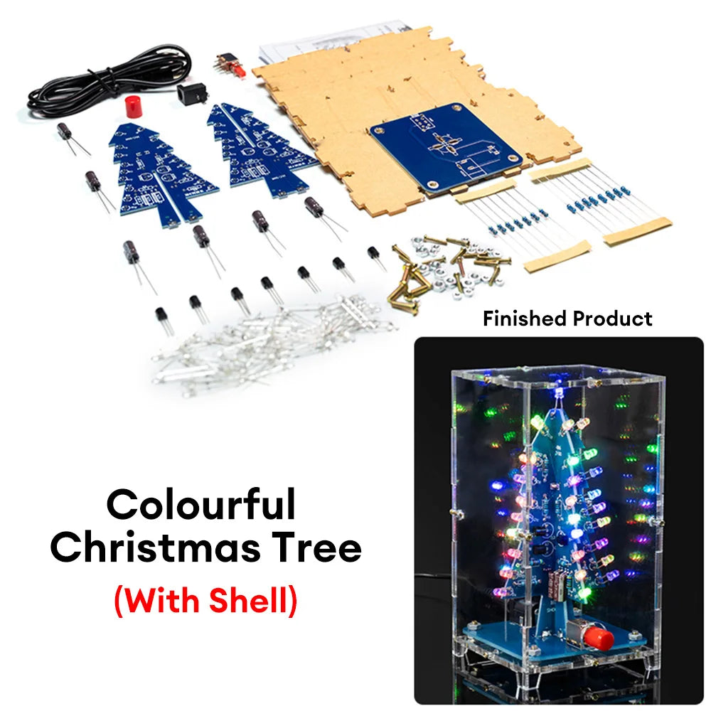 Three-Dimensional 3D Christmas Tree LED DIY Kit Colorful LED Flash Circuit Kit Electronic Fun Suite