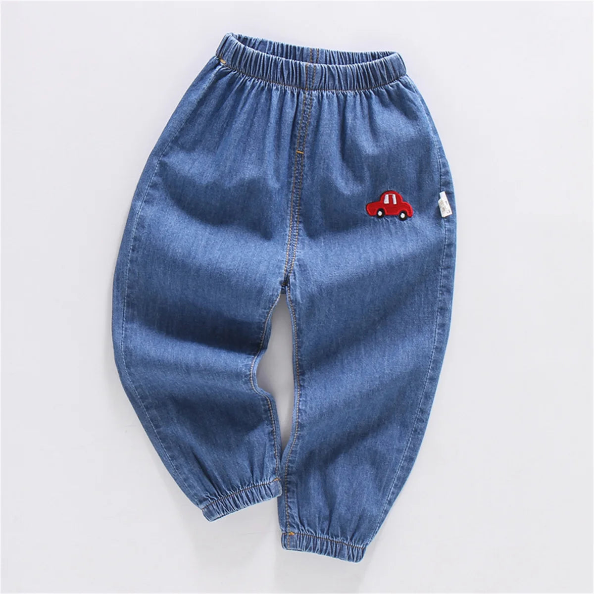 Children'S Jeans Baby Four Seasons Outwear Casual Pants Embroidered Simple Versatile Elastic Waist Sports Wear