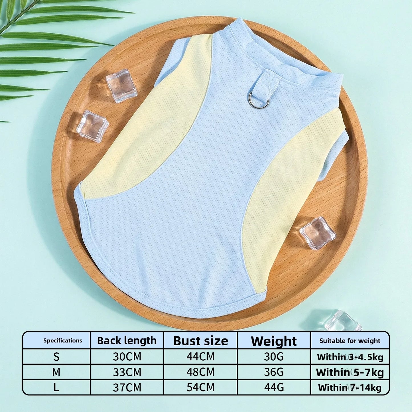 Dog cooling vest - summer sun protection, lightweight color block design, pet tank top, ice-cooling, breathable pet apparel