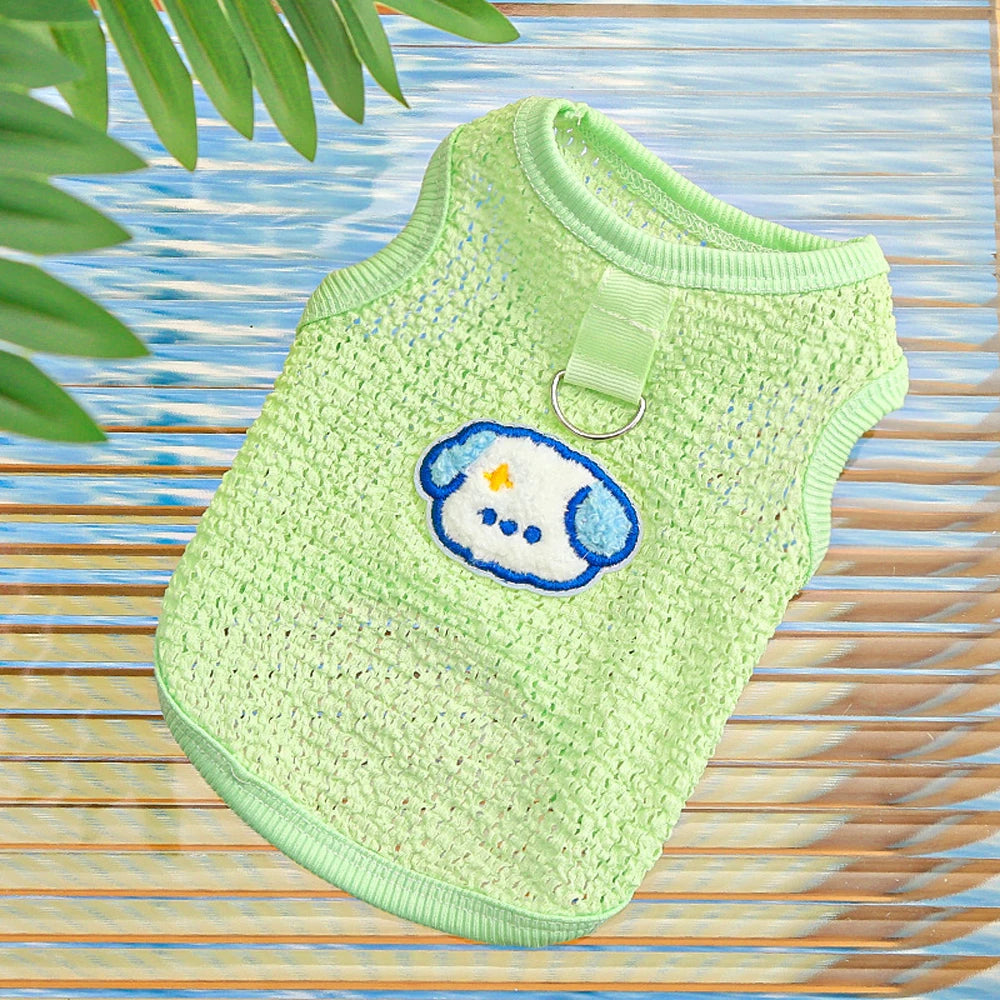 Cute Dog Cooling Vest Solid Breathable Mesh Thin Small Dog Summer Clothes Bichon Medium Cat T Shirts Clothing Puppy Undershirt