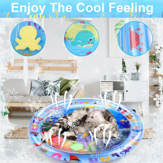 Water Sensory Play Mat Thickened Inflatable Water Mat For Cat And Dog Pet Playmat With Fish Sea Ocean Theme Sensory Toy Water by PDG ibma