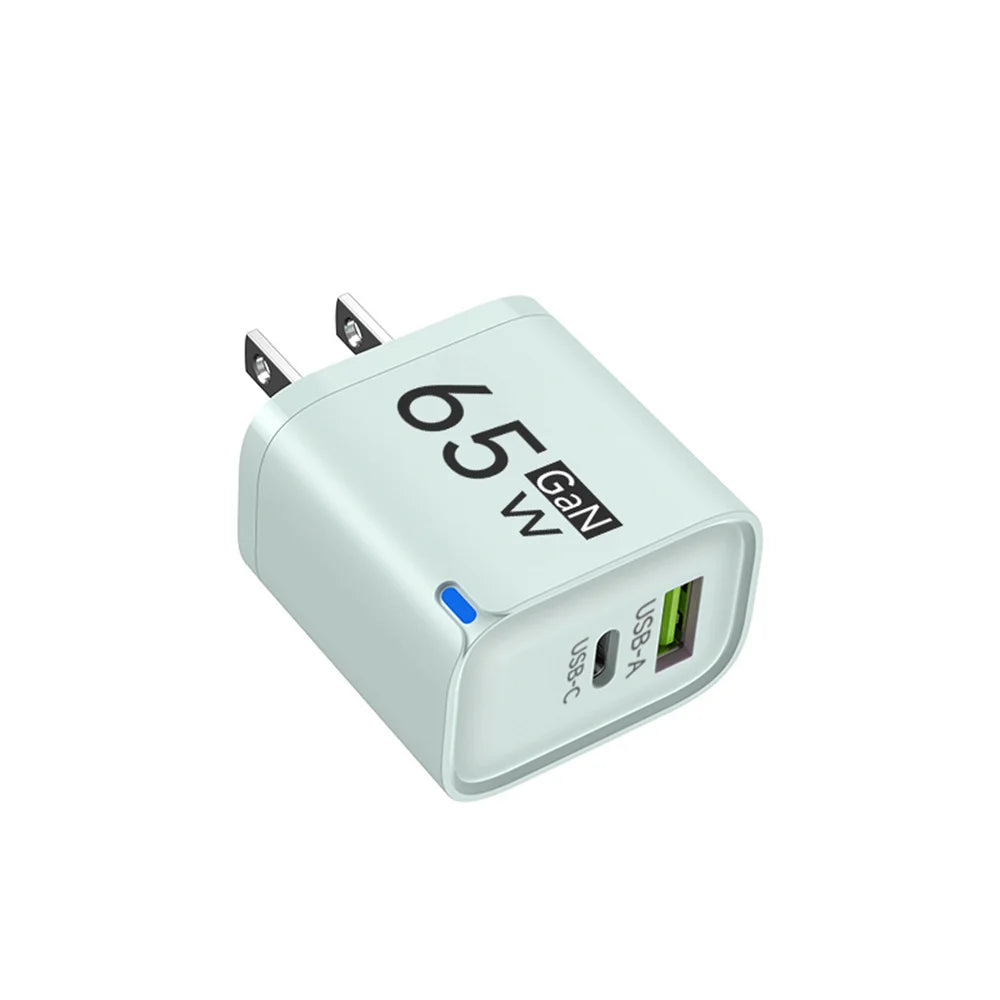 GaN 65W USB C Charger 3 Ports Quick Charge 3.0 QC3.0 Fast Charger Travel Wall Adapter for iPhone Samsung Xiaomi Huawei EU UK US