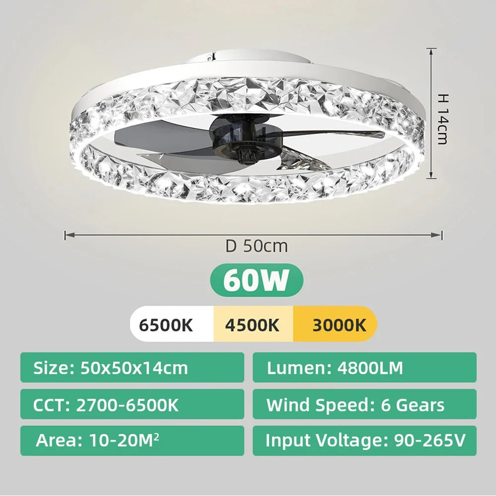 Modern Ceiling Fans Infinitely Dimmable Household Black White Ceiling Lamp With Remote Control Bedroom Living Room LED Fixtures
