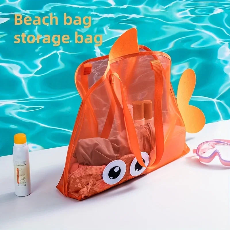 Mesh Beach Bag, Large Beach Tote Pocket for Family Pool Bag for Toys & Vacation Essentials, Beach Must Haves Toys Seashell Bags