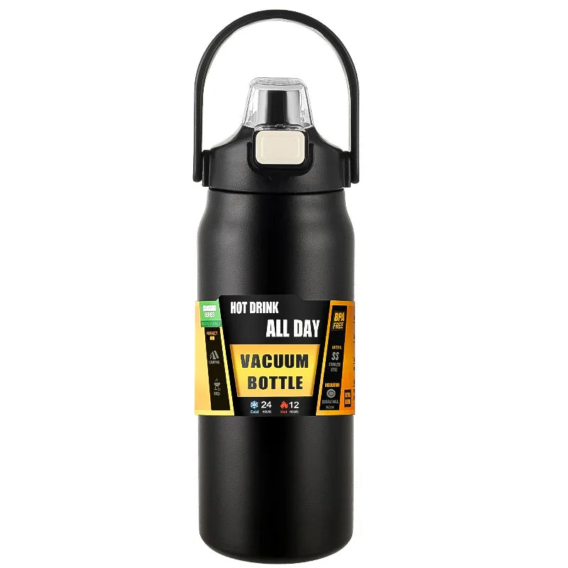 LargeCapacityOutdoor SportsThermos Bottle Portable Water Bottle Stainless Steel Vacuum Insulation with Straw 800ml/1000ml/1500ml