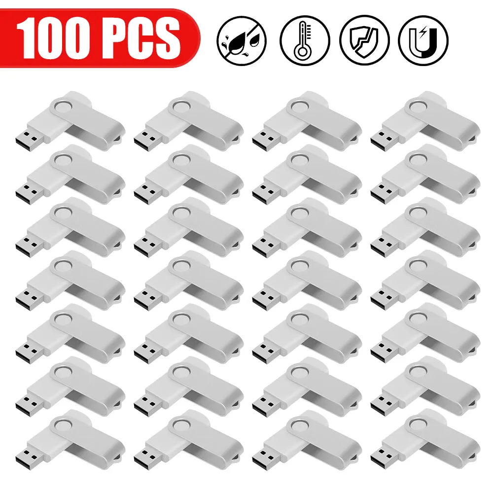 100PCS USB 2.0 Pendrive 128GB 64GB 32GB 16GB 8GB USB Flash Drive 4GB 2GB Free Laser Logo 2.0 USB Flash Drive Stick Best Gift