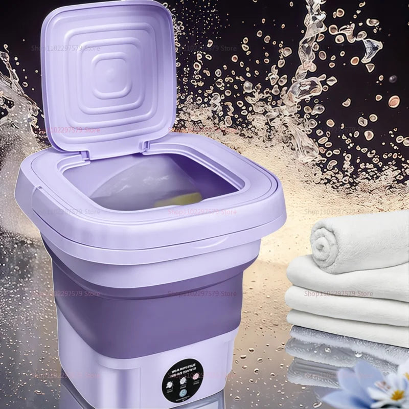 Folding Washing Machine With Dryer Bucket for Clothes Socks Underwear Portable Mini Travel Dormitory Washing Machine 8L Washer