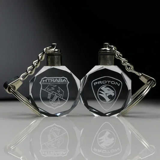 Crystal Keyring with LED Light inside Free Engrave any Design Crystal Blank Key Ring Custom Logo Family Photo DIY Birthday Gifts