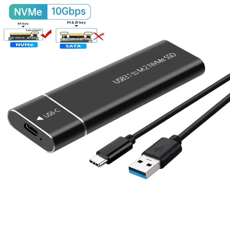 M2 NVMe SATA SSD Case 10Gbps SSD Box M.2 NVME NGFF SSD to USB 3.1 Enclosure Type-A to Type-C Cable for M.2 SSD PC Accessories