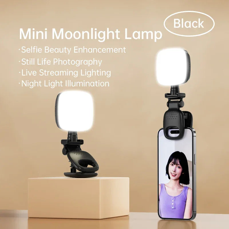 LED New Portable Selfie Fill Light Rechargeable 3 Modes Adjustable Brightness Clip On For Phone Laptop Tablet Meeting Make Up