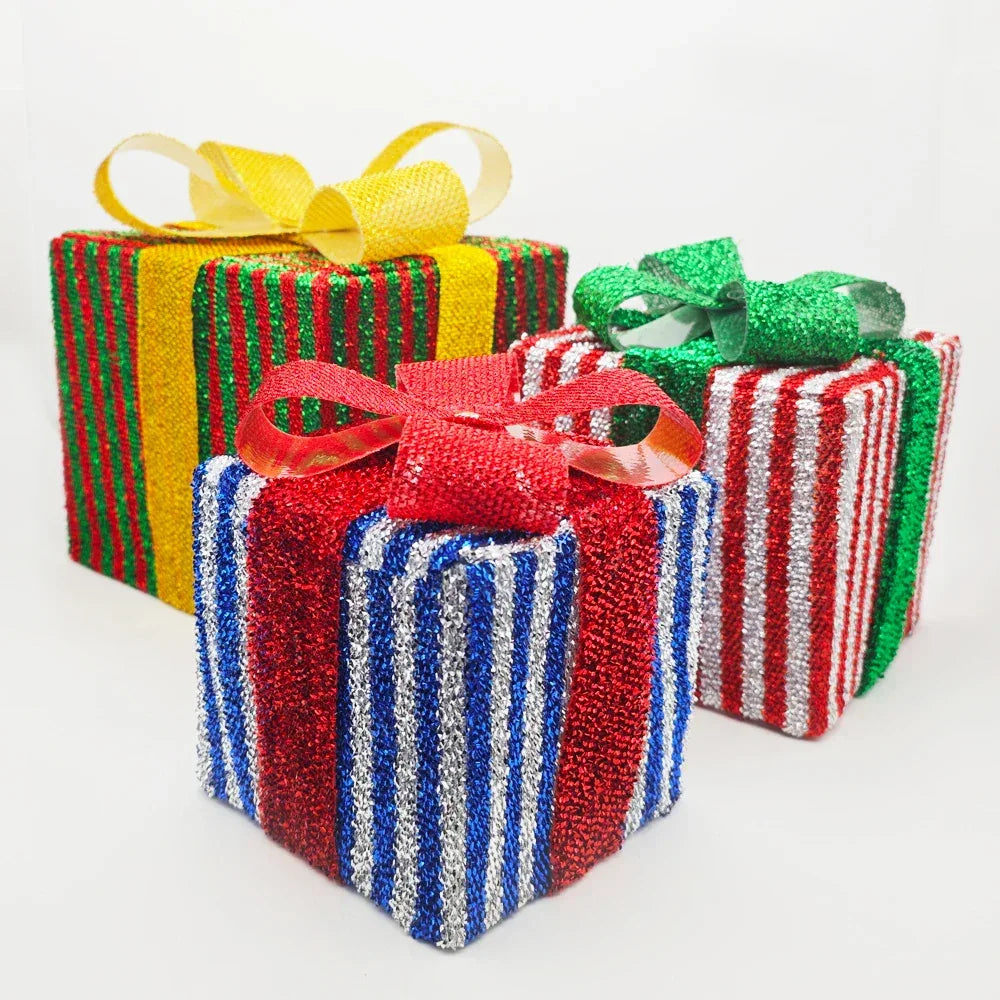 3PC Christmas Light Up Gift Box, LED Indoor Outdoor Decoration, Lighted Christmas Box Gift Decoration Indoor Outdoor Patio