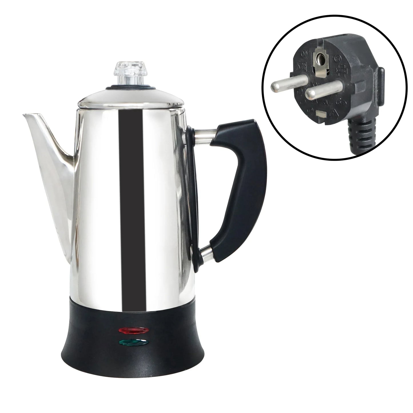 Stainless Steel Electric Coffee Percolator 110v 220v Coffee Maker Pot Cafe Maker Coffee Tools Gift for Coffee Lovers 12Cups