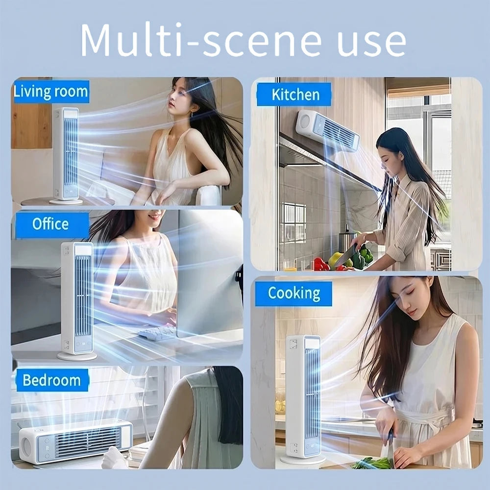 Portable Air Conditioner Fan 3600mAh Quiet Desktop Tower Fan Wall Circulating Fan 0-100 Speeds Adjustable Cooling Fan for Home