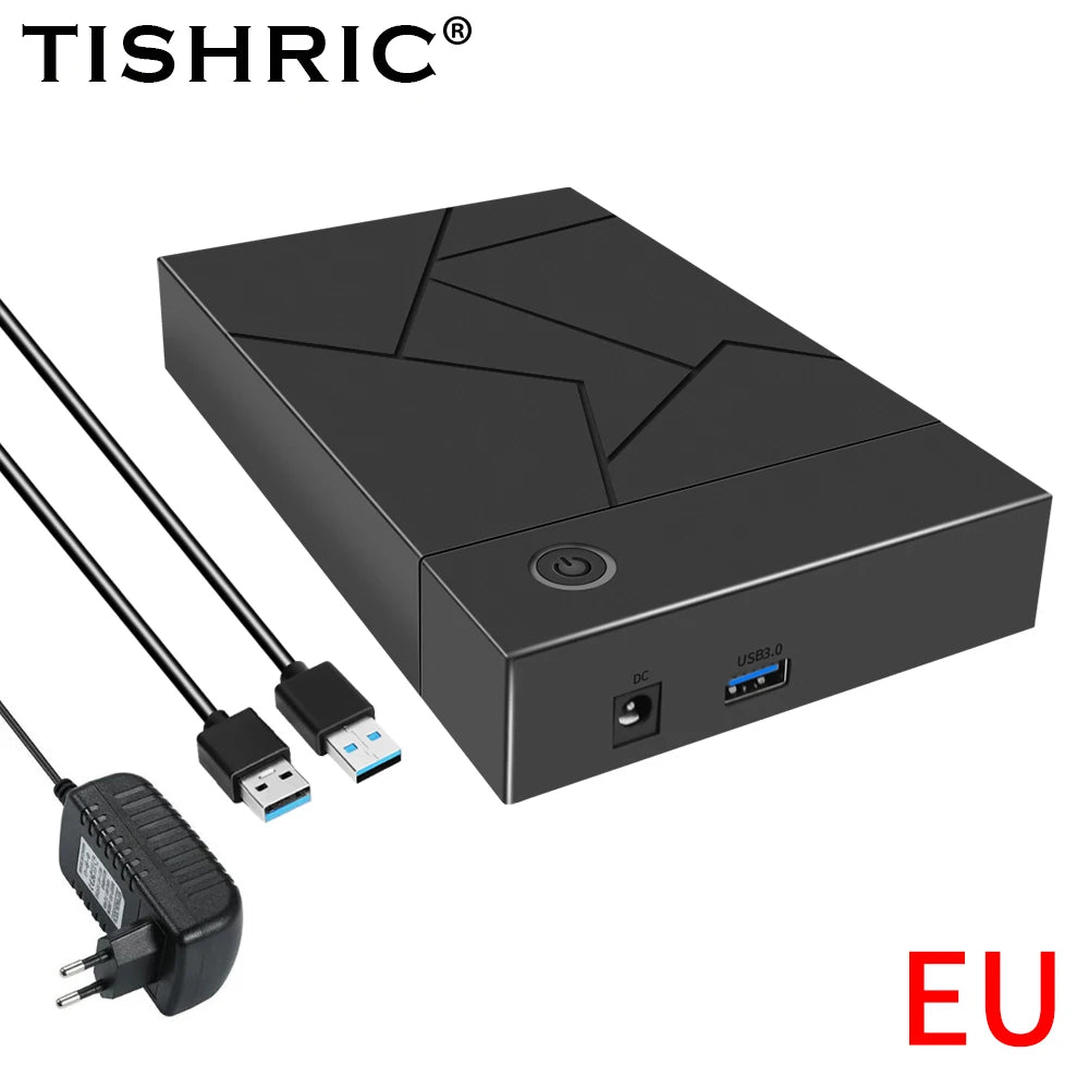 TISHRIC 3.5 Inch USB 3.0 to SATA Port SATA Hard Drive Case SSD Hard Drive Enclosure External Solid State Hard Disk Box HDD Case