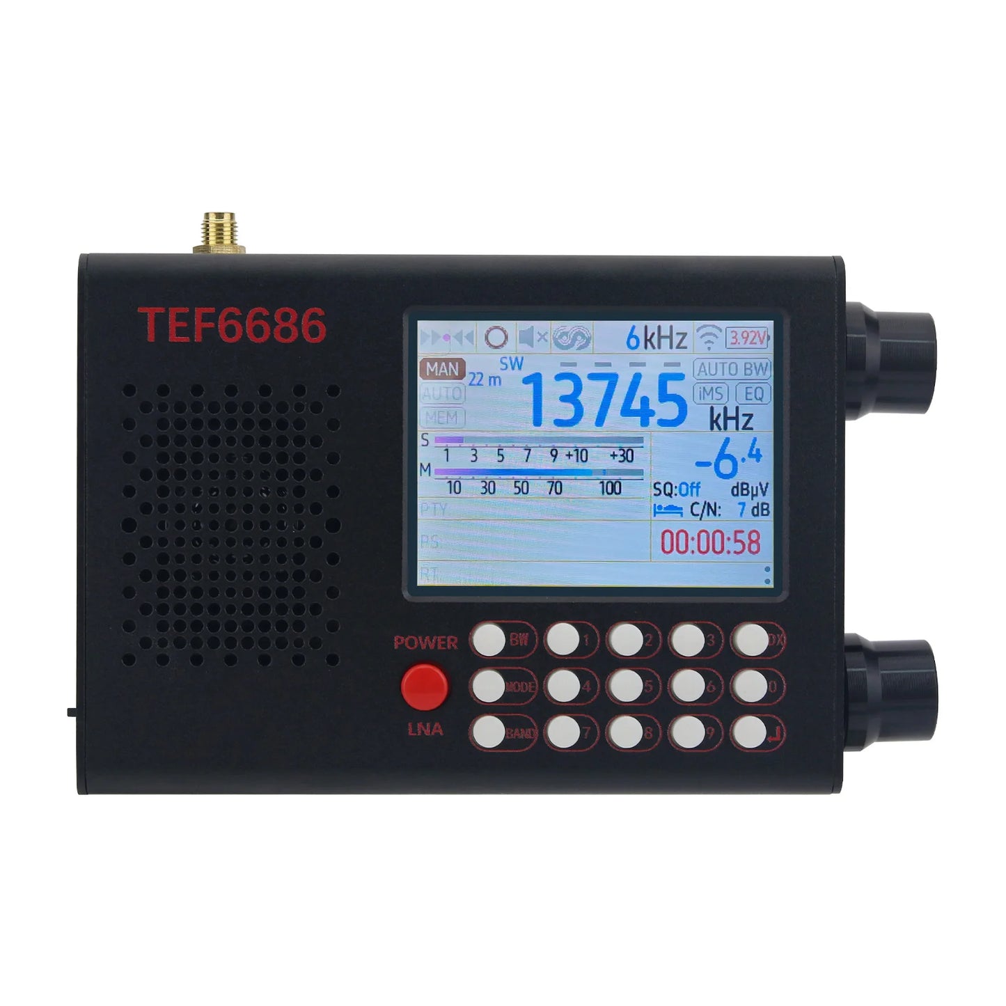 HamGeek TEF6686 Radio Portable FM/LW/MW/SW Radio Receiver with 2.8" Color Touch Screen & Built-in Battery