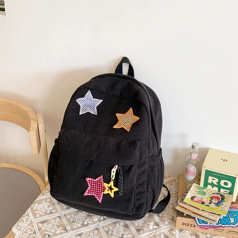 Women Schoolbag Waterproof Large Capacity School Backpack Smooth Zipper Solid Color Teens Girl Casual Daypack Bag Student Supply