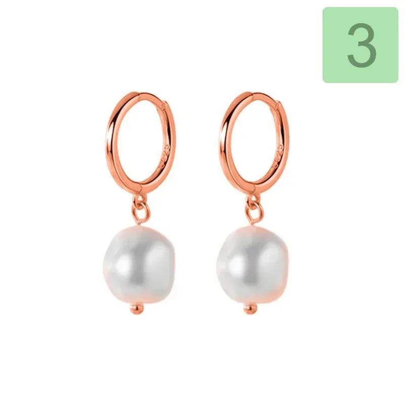 TrustDavis Real 925 Sterling Silver Sweet Irregular Baroque Pearl Hoop Earrings For Women Wedding Valentine's Day Jewelry DB338