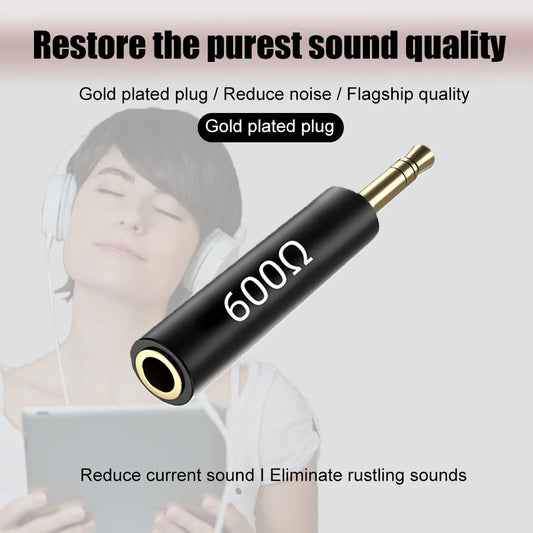 1PCS Conductor Earphone Impedance Plug 30 75 150 200 400 600 Ohm Noise Cancelling Adapter Resistance Reduce Noise Filter Plug by PDG ibma