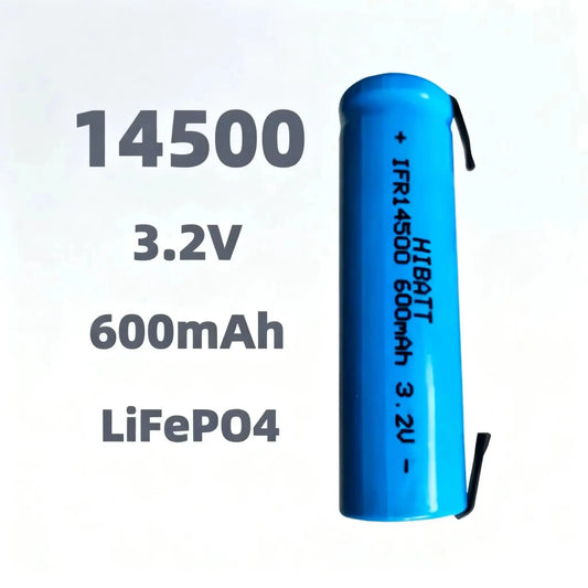 10PCS 14500 LiFePO4 Battery 3.2V 600mAh with solder tabs for Shaver Weight scale Doorbell Mite removal device Microphone Toy