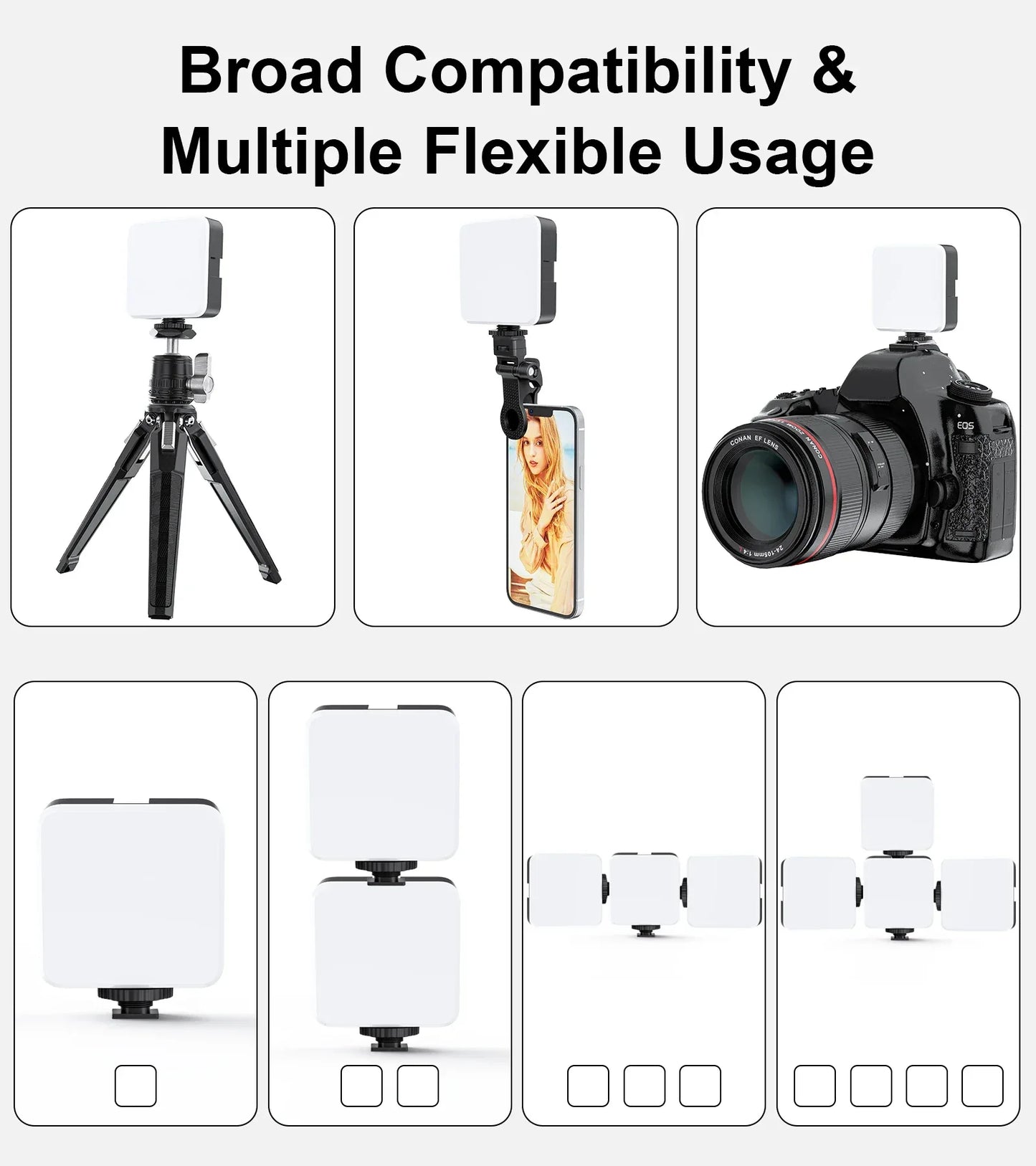 WEYLLAN Led Light for Camera and Tripod Mini Portable Light Selfie Rechargeable Video Lighting Cold Shoe Adjusted 3 Light Modes
