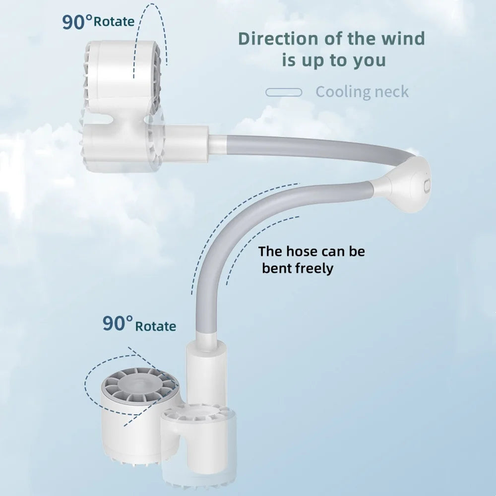 Portable Lightweight Halter Neck Air Cooling Fan USB Rechargeable Outdoor Travel Sport Wearable Mini Hanging Neck Fan 3Gear Wind