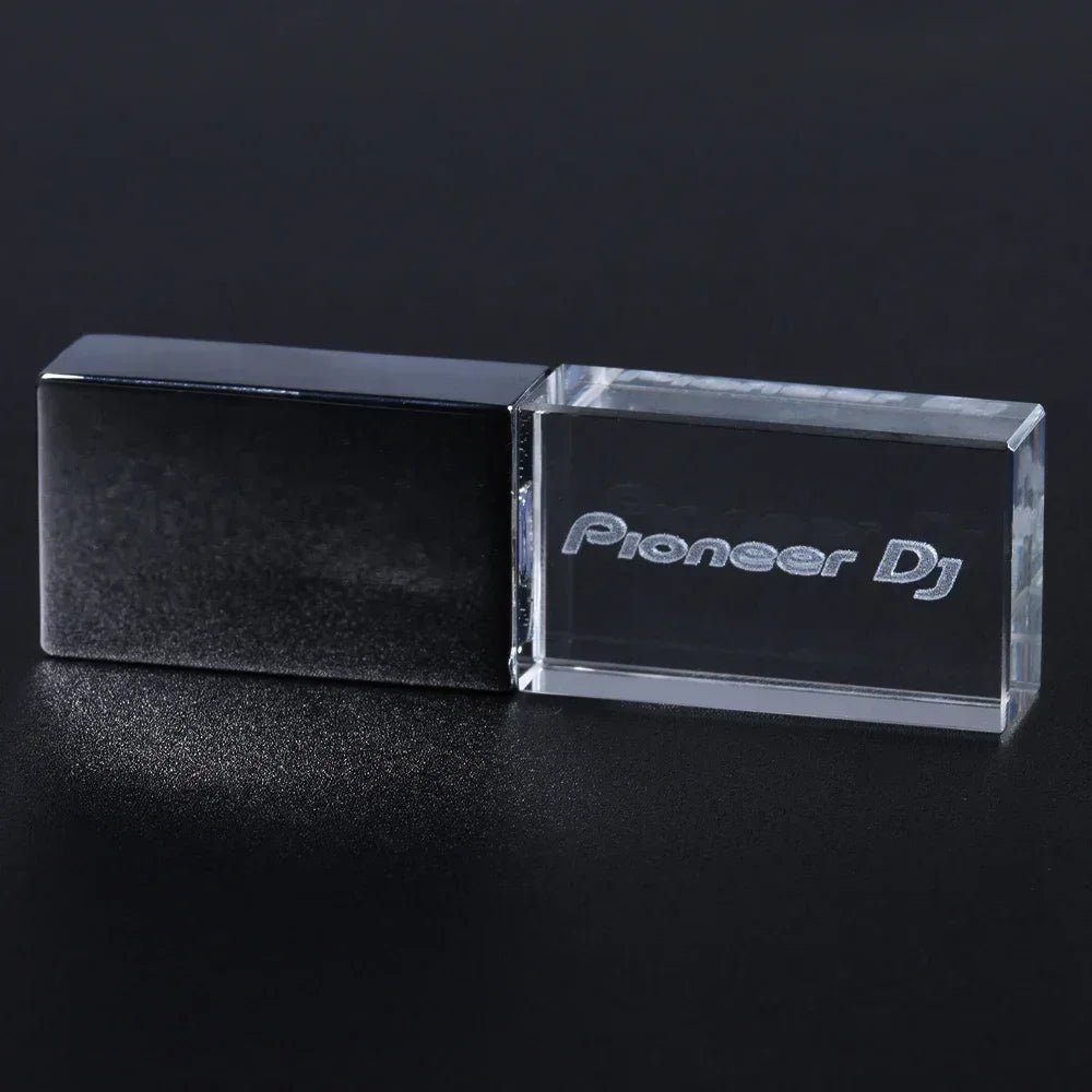 Hot Sale Pioneer DJ Crystal USB 2.0 Flash Drive 128GB Real Capacity Memory Stick 64GB Silver Case LED Light Pen Drive with Box