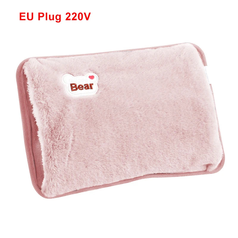 Hand Warmer Electric Hot Water Bag Soft Plush Hand Warmer Portable Heated Gloves Handwarmers Winter Hand Warmer 220V EU Plug