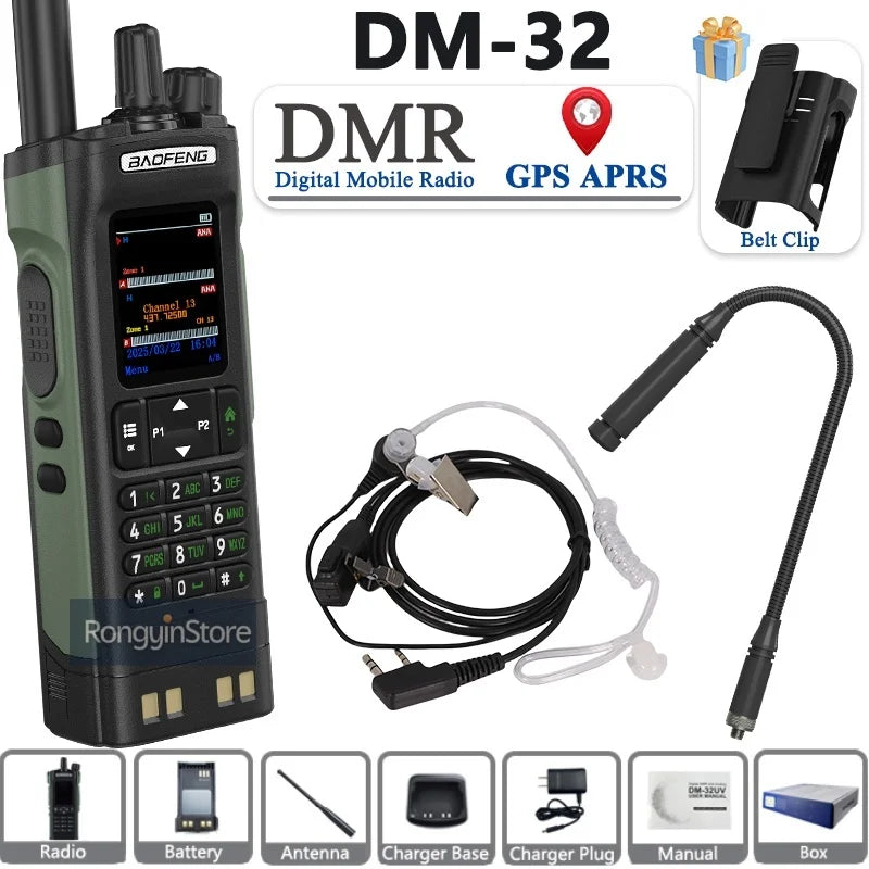 BAOFENG DM-32 with Belt Holster DMR Radio Digital Walkie Talkie GPS APRS 999 Channel Dual Mode Analog Dual Time Slot For Hiking