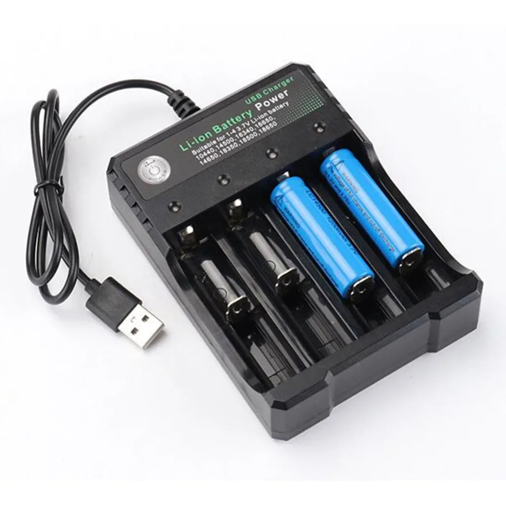 18650 Li-ion Battery Charger 2 3 4 Slots 110V 220V USB A Port For 18650 18700 Charging 3.7V Rechargeable Lithium Battery Charger