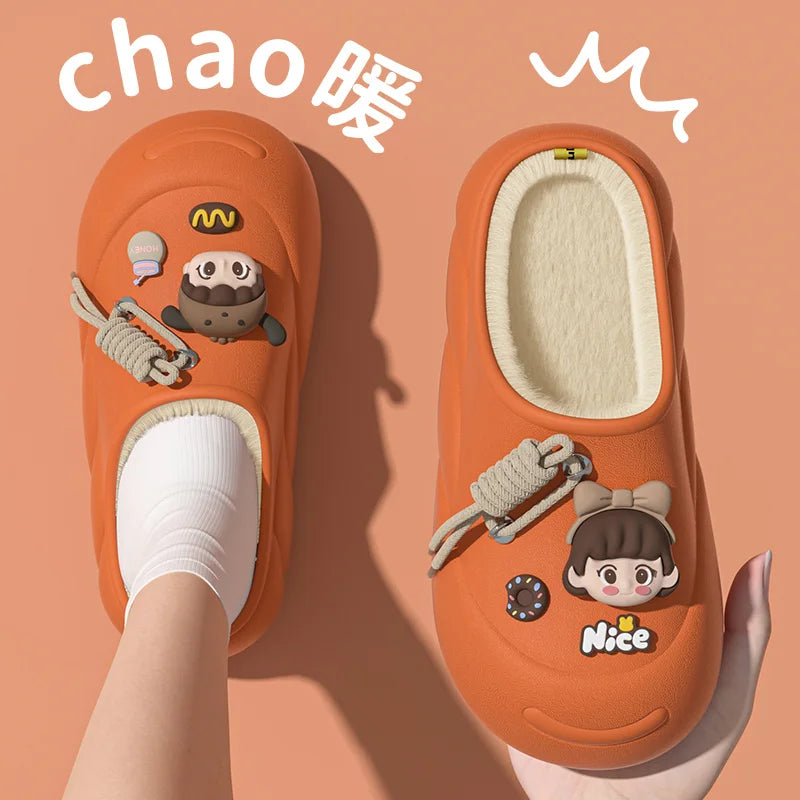 Cute Girl Eva Warm Winter Women Slippers 2024 Home Cotton Shoes Sweet Women's Slippers For Home