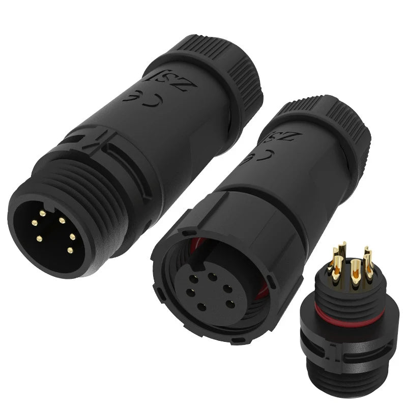 M12 Welded Connector Outdoor 2 3 4 5 6 7 8 Pin IP68 Waterproof Assembled Connector Joint Aviation Docking Male Female Plug
