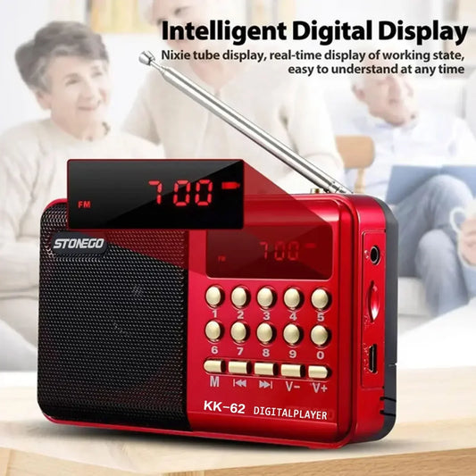 Portable Rechargeable Mini FM Radio Player Multi-function Plug-in Card Compact Design for Travel