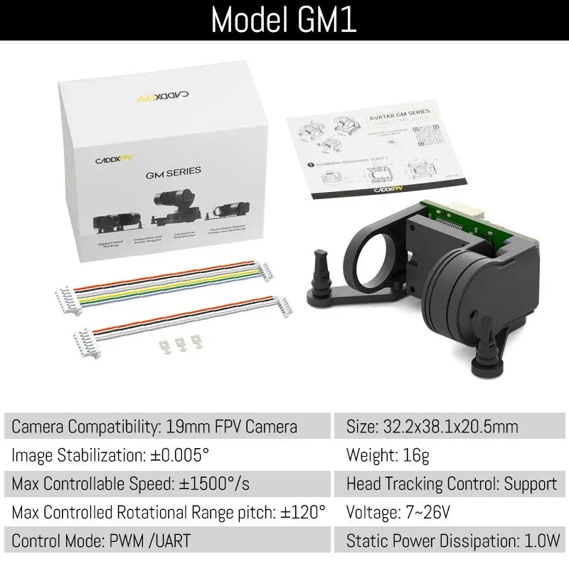 Caddx GM1 GM2 GM3 FPV Gimbal Head Tracking (No Camera) CaddxFPV For FC FPV 19mm Camera Avatar HD Goggles Drone Car Airplane