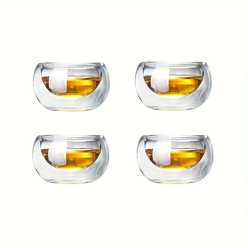 4/6pcs 50ml Shot Glass Teacups Double Wall glasses Tea Cups Exquisite Kung Fu Drinkware Home Decor Espresso Vaso Heat Resistant