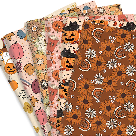 50*145cm Pumpkin Fall Autumn PolyesterCotton Fabrics By half Meter Flowers Maple Leaf Sewing Cloth Dress DIY Crafts Home Textile