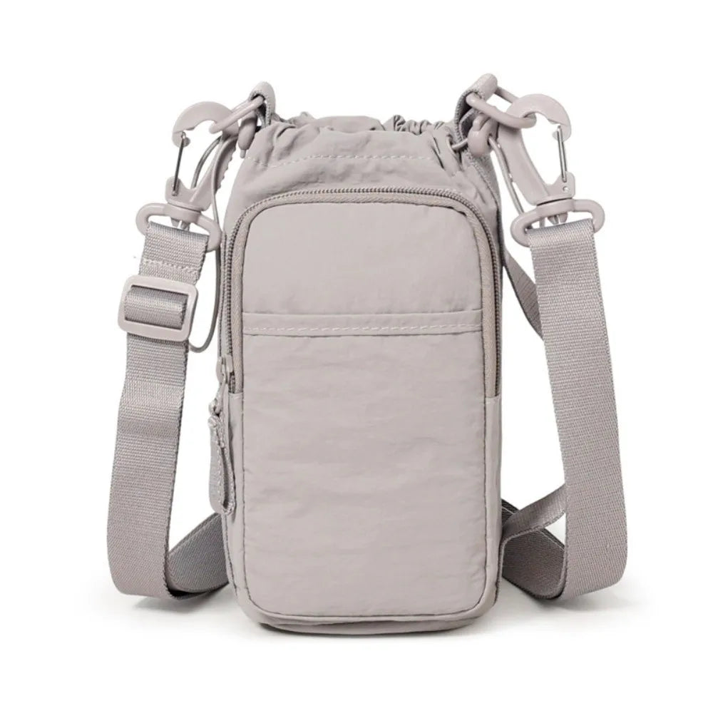 Adjustable Strap Nylon Water Bottle Storage Bag Phone Pocket Nylon Material Portable Water Bottle Bag Protective Cover