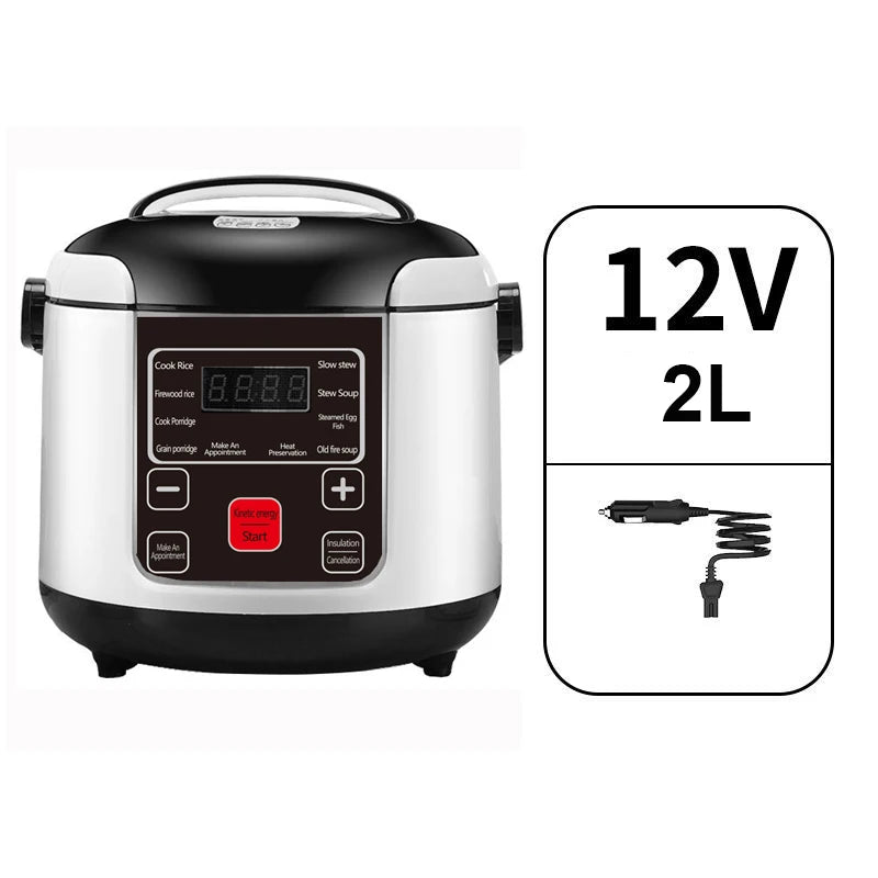12V 24V Electric Rice Cooker Car Truck Multicooker Timing Reservation Food Heating Cooking Steamer Soup Stew Pot Steamer Cooker