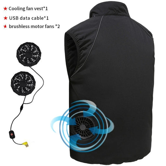 Men Summer Air Conditioning Clothing Fan Cooling Vest 2026 New USB Charging Cooling Sport Man Outdoor Solid Color Coat Plus Size