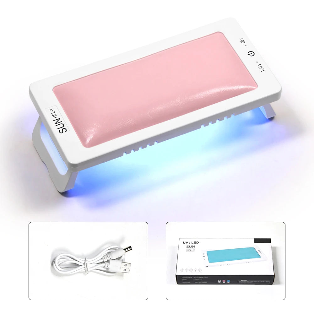 LINMANDA UV Led Nail Lamp With Leather Hand Pad Foldable Drying Lamp Home Use Nail Lamp For Drying Polish Varnish With USB Cable