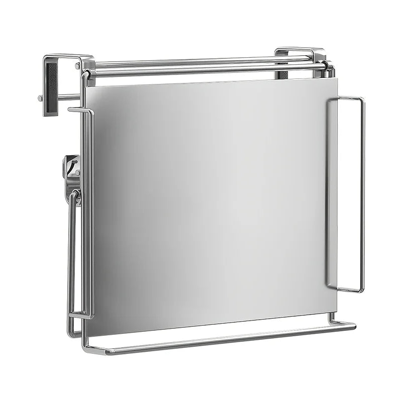 Stainless Steel Foldable Countertop Shelf Space Saving Cabinet Door Shelf No Drill Hanging Storage Bathroom Kitchen Organizer