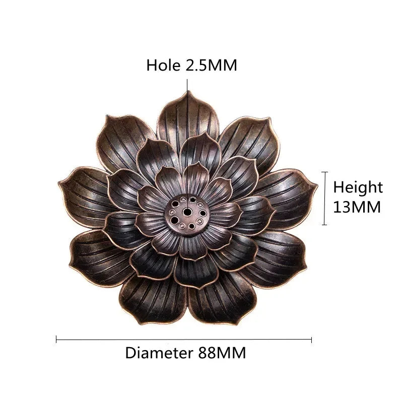 Incense Stick Holder Alloy Lotus Line Incense Burner Yoga Sage Sandalwood Coil Base Bronze Crafs Home Decor Christmas Gift