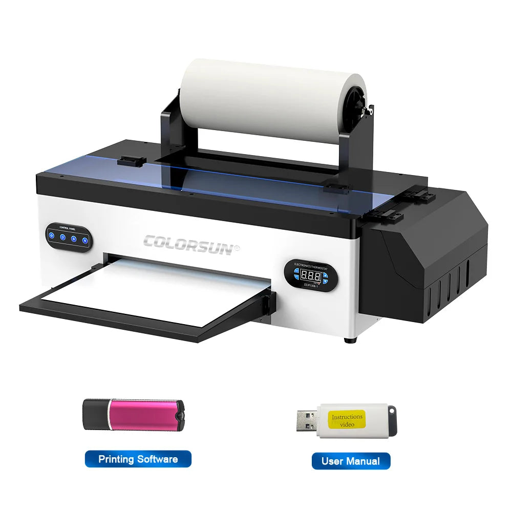 Imprimante DTF Colorsun A3+R1390 pour transfert de t-shirts, sweats à capuche, sacs et sweatshirts.