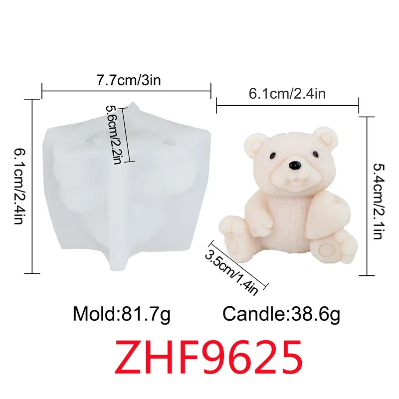 Couple Bear Candle Mold Couple Embrace Bear Silicone Mold 3D Teddy Bear Candle Making Mold for Valentine's Day Birthday Gift
